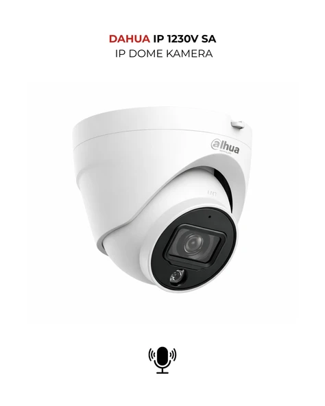 Dahua IPC-HDW1230V-SA-0280B 2MP H.265+ PoE Sesli Dome Güvenlik Kamerası ürün görseli 1