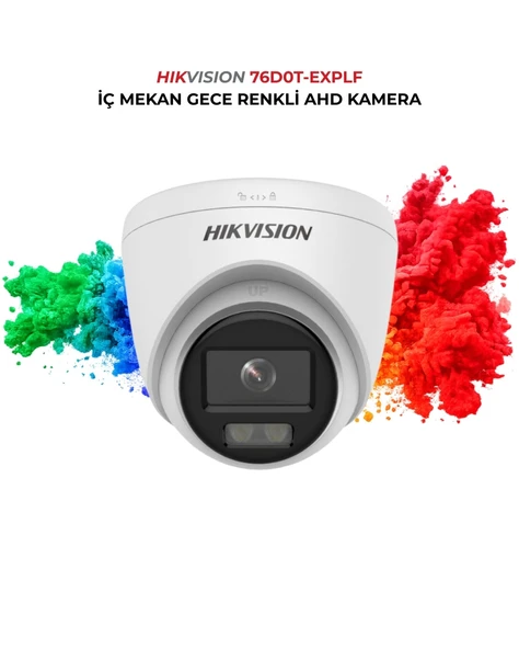 Hikvision Renkli Gece Görüşlü Dome Kamera DS-2CE76D0T-EXLPF ürün görseli 1