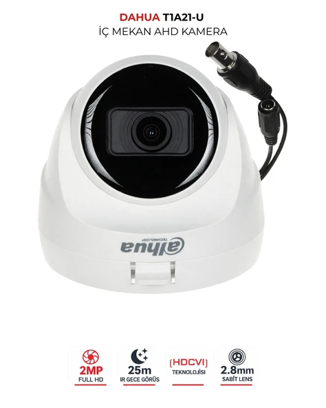 Dahua HAC-T1A21-U-0280B 2MP 1080P IR Dome Kamera ürün görseli 1