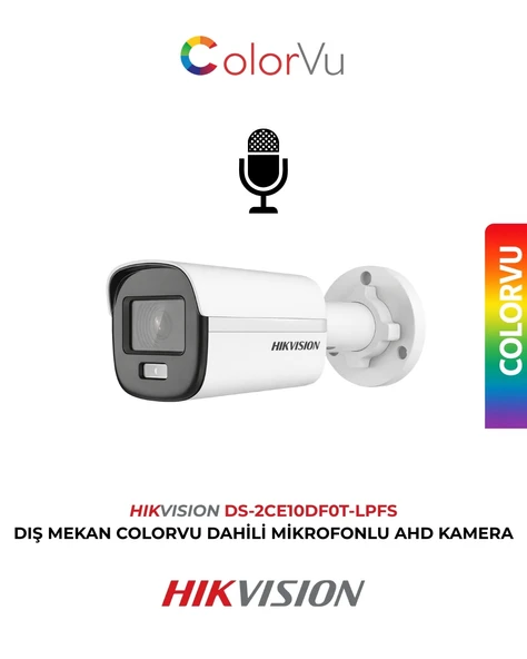 Hikvision ColorVu 2MP Gece Renkli Mikrofonlu Kamera DS-2CE10DF0T-LPFS 2.8mm ürün görseli 1