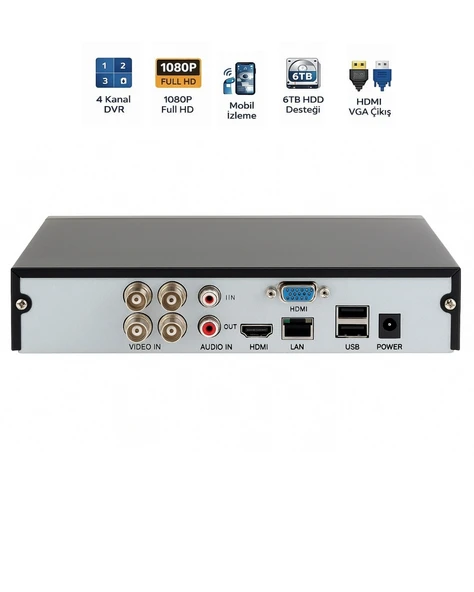 Dahua XVR1B04-I/T 4 Kanal HDMI/VGA 2xUSB XVR Kayıt Cihazı ürün görseli 1
