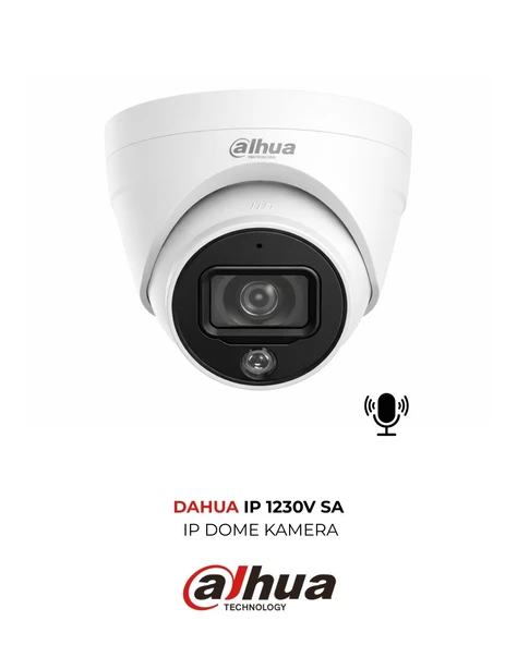 Dahua IPC-HDW1230V-SA-0280B 2MP IP Mikrofonlu Dome Güvenlik Kamerası ürün görseli 1