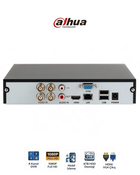 Dahua XVR1B04 I T 4 Kanal Kamera Kayıt Cihazı Güvenlik DVR XVR ürün görseli 1