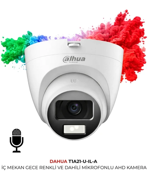Dahua Renkli ve Sesli HAC T1A21P U IL A 0280B 1080P Güvenlik Kamerası 2.8mm Lens Smart Dual Light ürün görseli 1