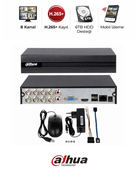 Dahua XVR1B08I-T 8 Kanal WizSense Penta-brid DVR Kayıt Cihazı ürün görseli 1