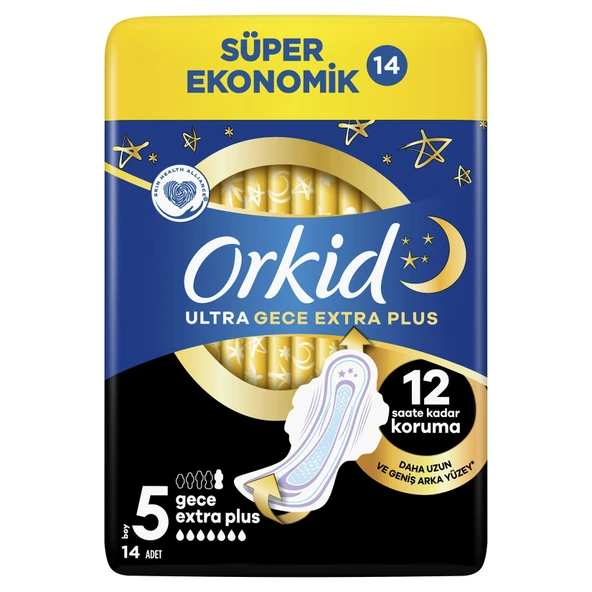 Orkid Ultra Gece Extra Plus Hijyenik Ped 5 Boy 14'lü ürün görseli 1