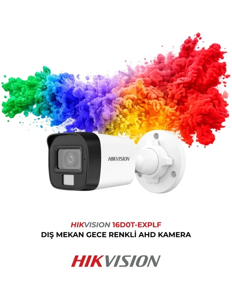 Hikvision 2MP Gece Renkli Güvenlik Kamerası DS-2CE16D0T-EXLPF 2.8mm Hibrit Light ürün görseli 1