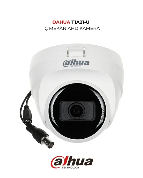 Dahua HAC-T1A21-U 2MP 2.8 MM 4İN1 HDCVI DOME KAMERA (SMART IR) ürün görseli 1