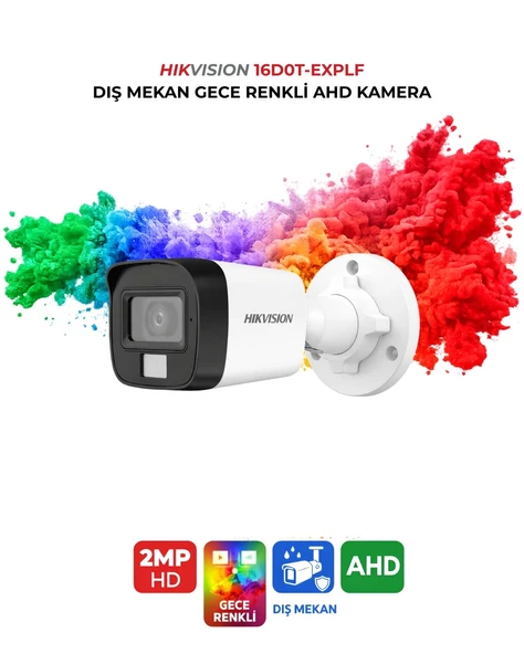 Hikvision DS-2CE16D0T-EXLPF Gece Renkli Kamera 2MP Akıllı LED 2.8mm ürün görseli 1