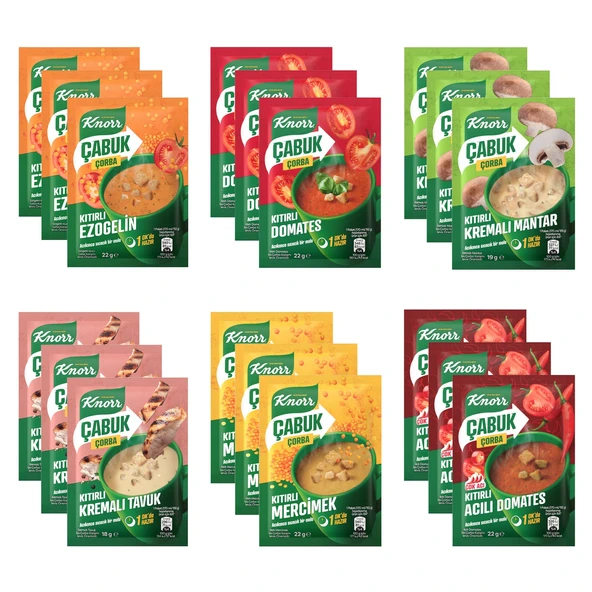 Knorr Çabuk Çorba 6 Çeşit 18 li Karma Paket ürün görseli 1