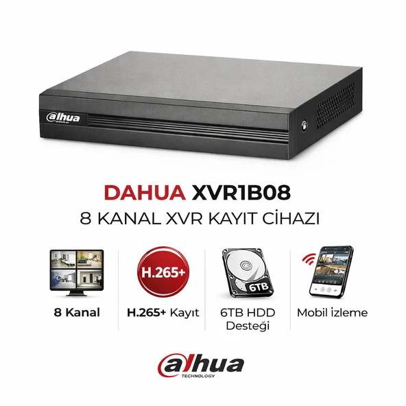 Dahua Xvr1b08 8 Kanal Ahd/hibrit Kayıt Cihazı ürün görseli 1