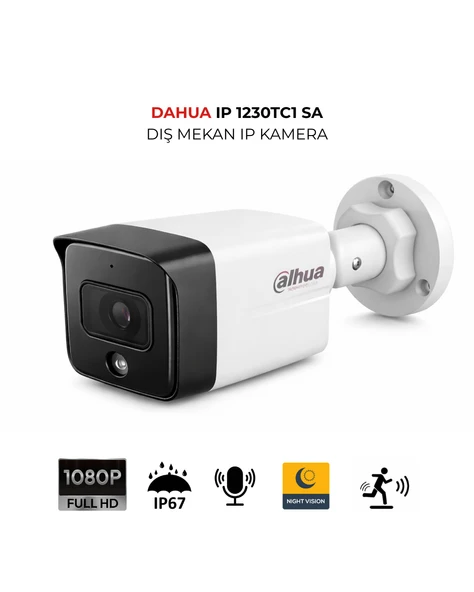 Dahua IPC-HDW1230TC1-SA 2MP 3.6mm Sabit Lens Bullet Sesli Güvenlik Kamerası ürün görseli 1
