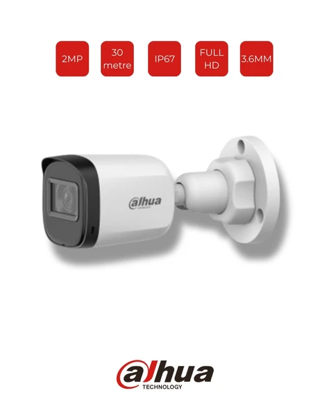 Dahua HAC B1A21 U 0360B 2MP 3.6mm Lens IR Bullet Kamera ürün görseli 1
