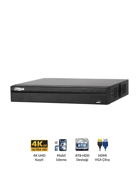 Dahua NVR2108HS-4KS3 8 KANAL HDMI/VGA 2xUSB 1x20TB SATA HDD NVR KAYIT CIHAZI ürün görseli 1