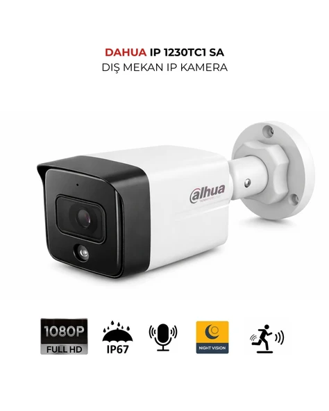 Dahua IPC-HDW1230TC1-SA 2MP 2.8mm Sabit Lens Mikrofonlu Bullet Kamera ürün görseli 1