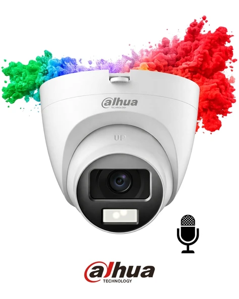 Dahua HAC T1A21P U IL A 0280B 2MP Dome Güvenlik Kamerası Dahili Mikrofon Smart Dual Light ürün görseli 1