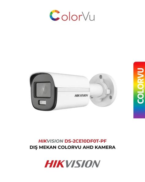Hikvision ColorVu 2MP Gece Renkli Kamera DS-2CE10DF0T-PF 3.6mm Bullet ürün görseli 1