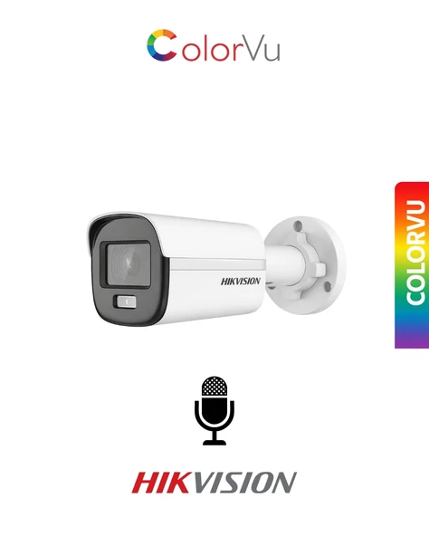 Hikvision DS-2CE10DF0T-LPFS 2.8mm ColorVu Gece Renkli Dahili Mikrofonlu Kamera ürün görseli 1