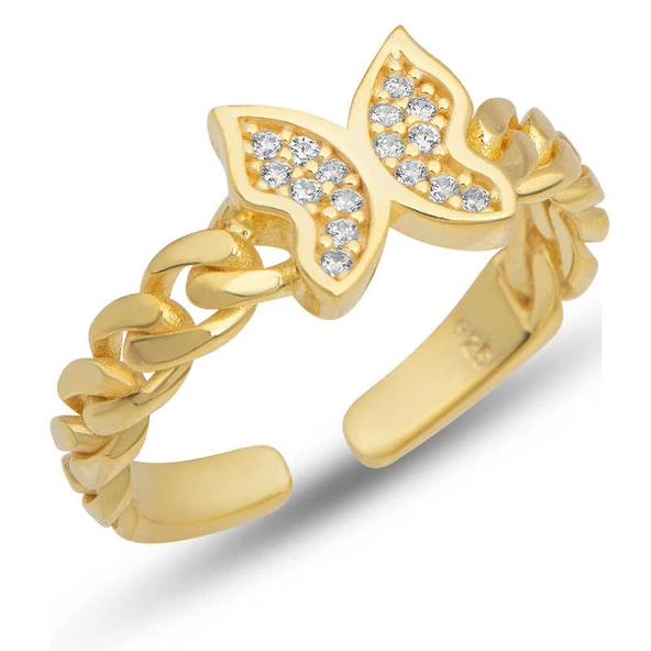 Harem Altın Gümüş Ayarlanabilir Gold Kelebek Kadın Yüzük ürün görseli 1