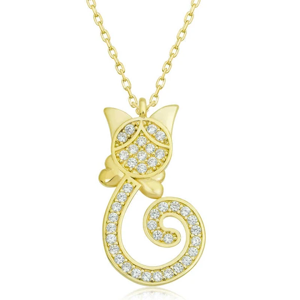 Harem Altın Gümüş Gold Kedi Kadın Kolye ürün görseli 1