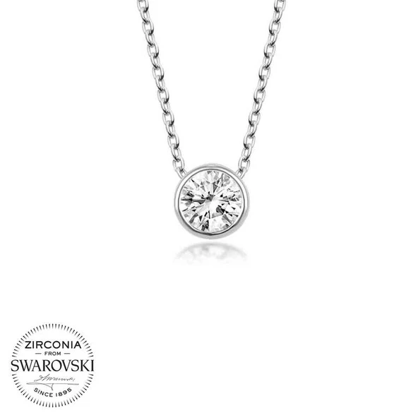 Swarovski Taşlı Harem Altın Gümüş Tektaş Bayan Kolye ürün görseli 1