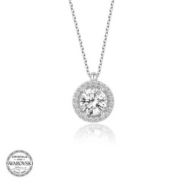 Swarovski Taşlı Harem Altın Gümüş Çember Tektaş Bayan Kolye ürün görseli 1