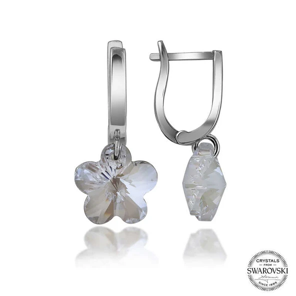 Swarovski Crystal Taşlı Harem Altın Gümüş Beyaz Papatya Sallantılı Kadın Küpe ürün görseli 1