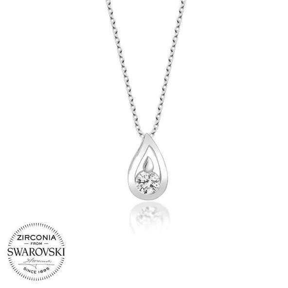 Swarovski Taşlı Harem Altın Gümüş Damla Bayan Kolye ürün görseli 1