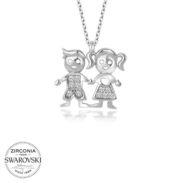 Swarovski Taşlı Harem Altın Gümüş Erkek Kız Çocuk Bayan Kolye ürün görseli 1