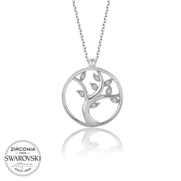 Swarovski Taşlı Harem Altın Gümüş Hayat Ağacı Bayan Kolye ürün görseli 1