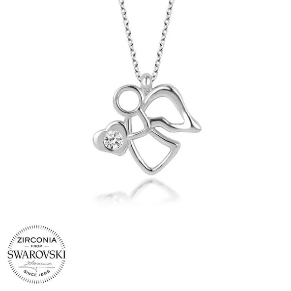 Swarovski Taşlı Harem Altın Gümüş Melek Bayan Kolye ürün görseli 1
