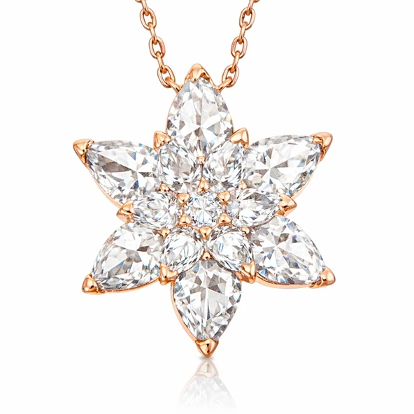 Harem Altın Gümüş Rose Beyaz Lotus Çiçeği Kolye ürün görseli 1