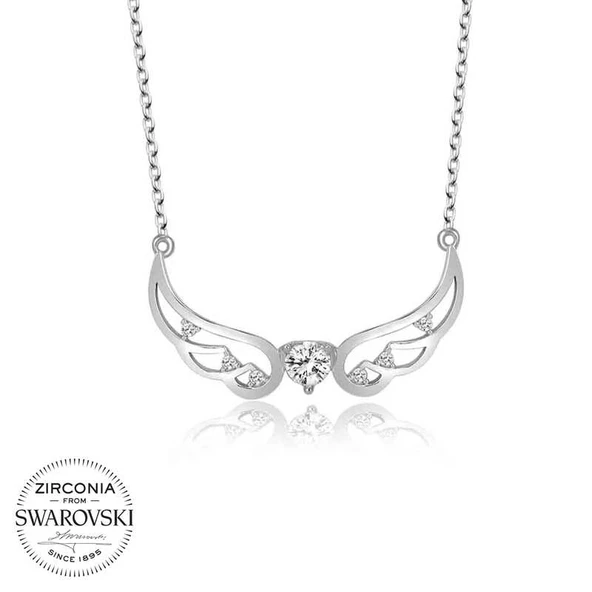 Swarovski Taşlı Harem Altın Gümüş Kanat Bayan Kolye ürün görseli 1