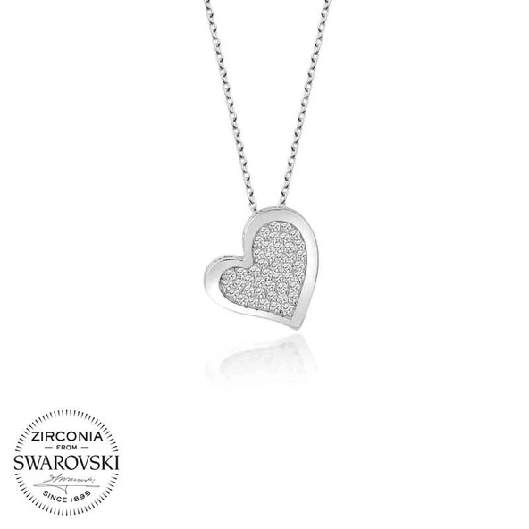 Swarovski Taşlı Harem Altın Gümüş Kalp Bayan Kolye ürün görseli 1