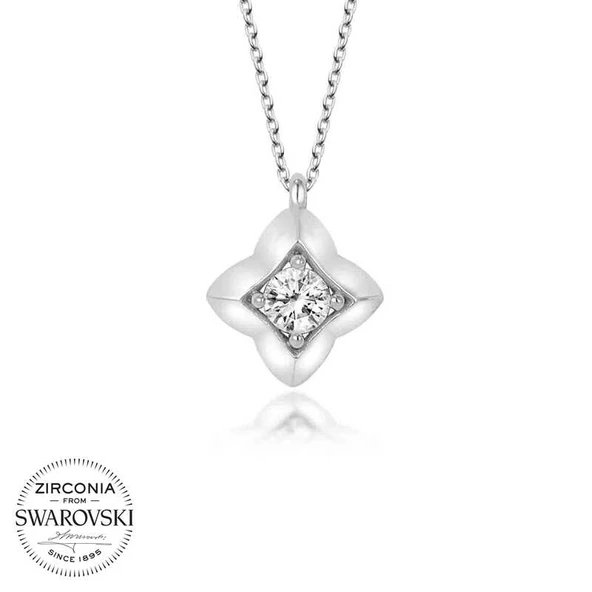 Swarovski Taşlı Harem Altın Gümüş Dörtgen Bayan Kolye ürün görseli 1