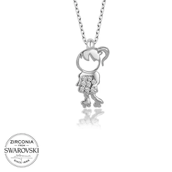 Swarovski Taşlı Harem Altın Gümüş Çocuk Bayan Kolye ürün görseli 1