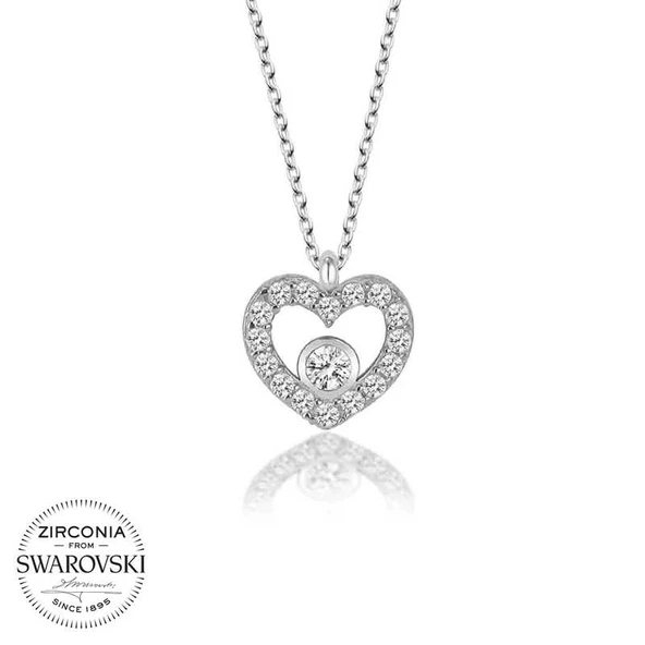 Swarovski Taşlı Harem Altın Gümüş Kalp Bayan Kolye ürün görseli 1