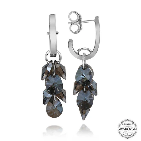 Swarovski Crystal Taşlı Harem Altın Gümüş Salkım Sallantılı Çivili Kadın Küpe ürün görseli 1