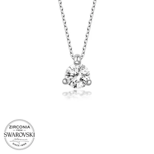 Swarovski Taşlı Harem Altın Gümüş Tektaş Bayan Kolye ürün görseli 1