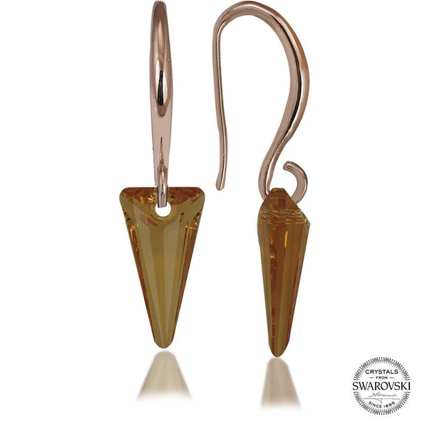 Swarovski Crystal Taşlı Harem Altın Gümüş Sarı Taşlı Üçgen Sallantılı Kadın Küpe ürün görseli 1