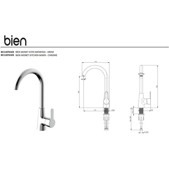 Bien Monet Eviye Bataryası Krom - BE11076103 - Resim 2