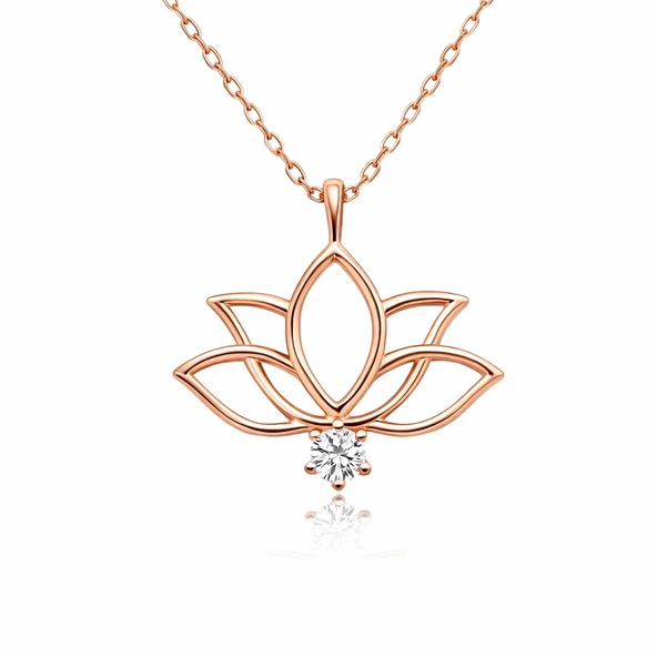 Harem Altın Gümüş Rose Lotus Çiçeği Kadın Kolye ürün görseli 1