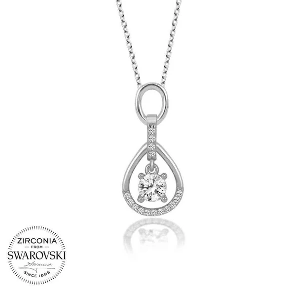 Swarovski Taşlı Harem Altın Gümüş Tektaş Bayan Kolye ürün görseli 1