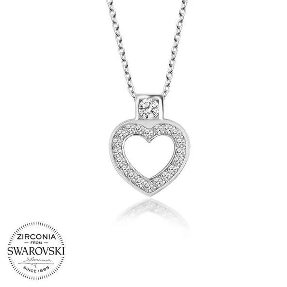Swarovski Taşlı Harem Altın Gümüş Kalp Bayan Kolye ürün görseli 1