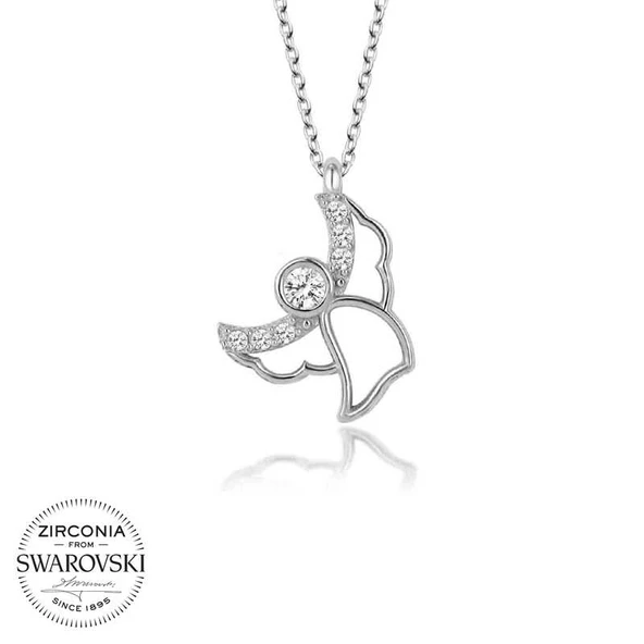 Swarovski Taşlı Harem Altın Gümüş Melek Bayan Kolye ürün görseli 1