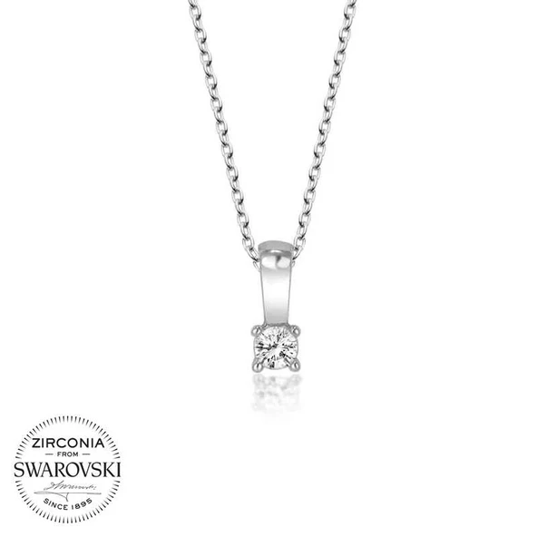 Swarovski Taşlı Harem Altın Gümüş Tektaş Bayan Kolye ürün görseli 1