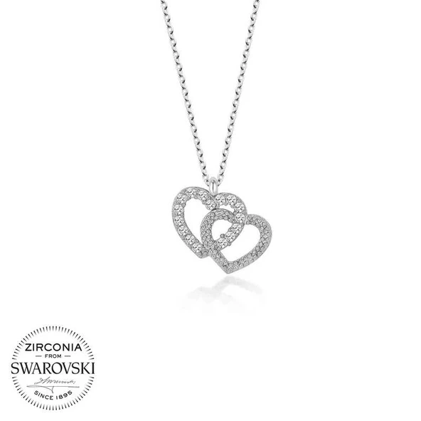 Swarovski Taşlı Harem Altın Gümüş Kalp Bayan Kolye ürün görseli 1