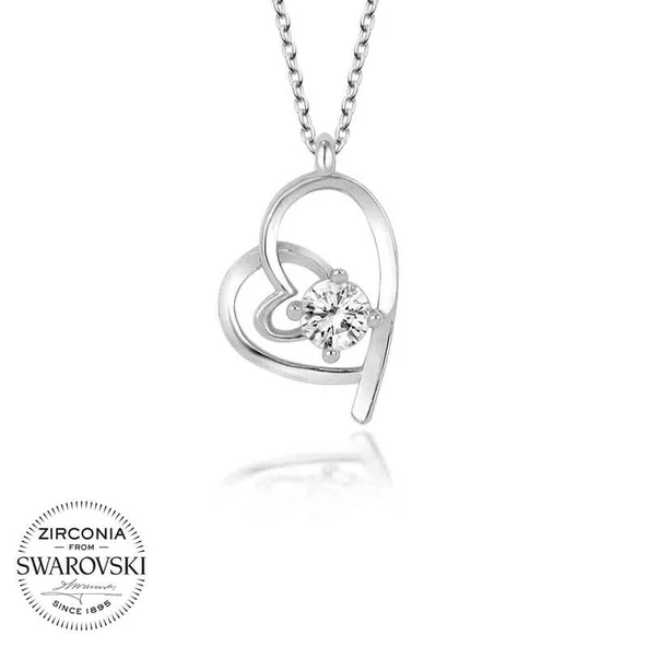 Swarovski Taşlı Harem Altın Gümüş Kalp Bayan Kolye ürün görseli 1