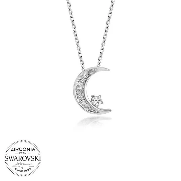 Swarovski Taşlı Harem Altın Gümüş Ayyıldız Bayan Kolye ürün görseli 1