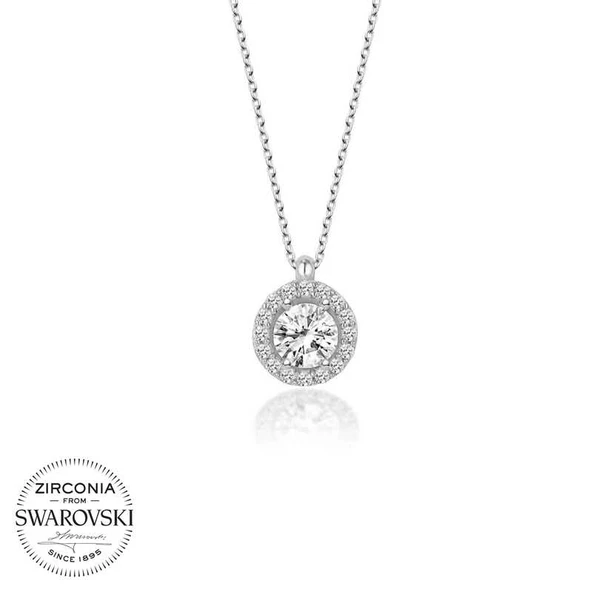 Swarovski Taşlı Harem Altın Gümüş Tektaş Bayan Kolye ürün görseli 1